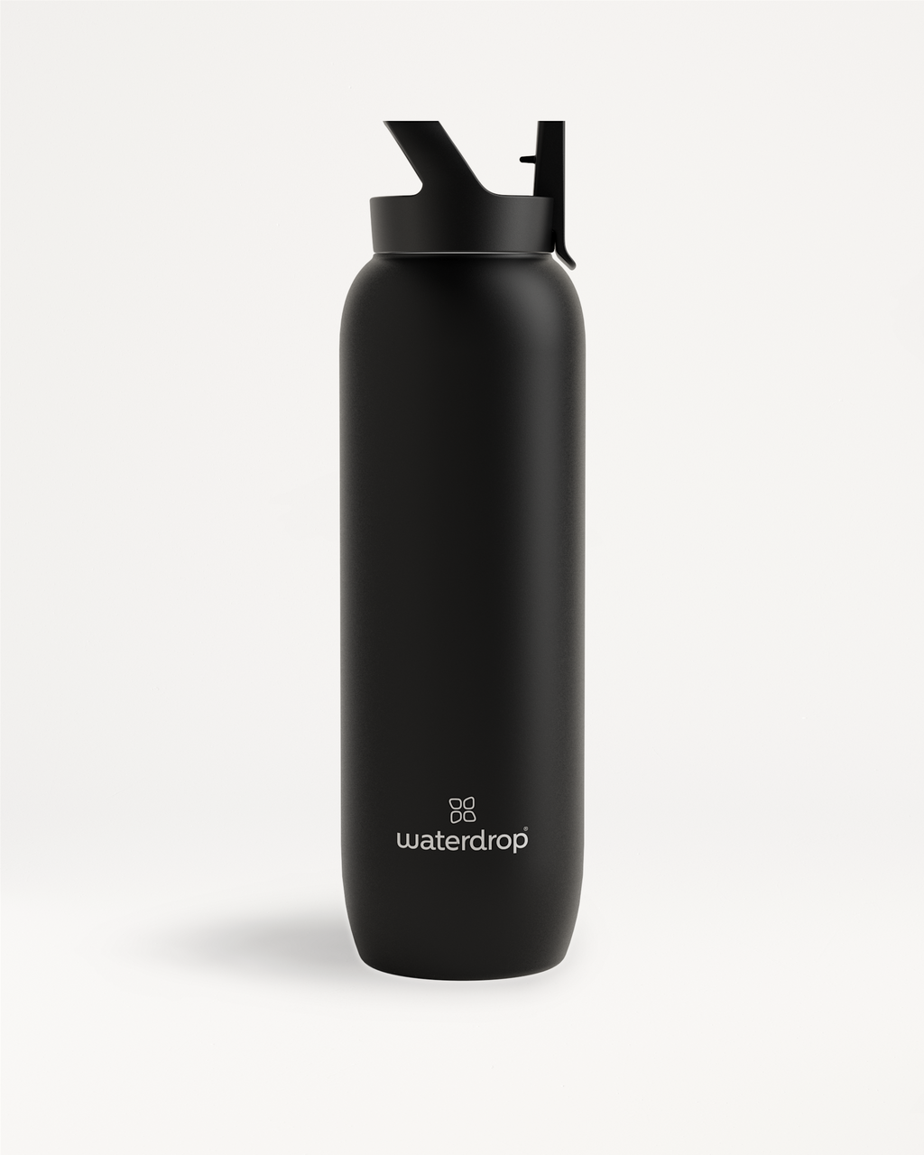 All-Purpose Thermo ? Straw Lid - Black stainless steel water bottle with a large opening and straw lid for ice-cold drinks up to 24 hours.