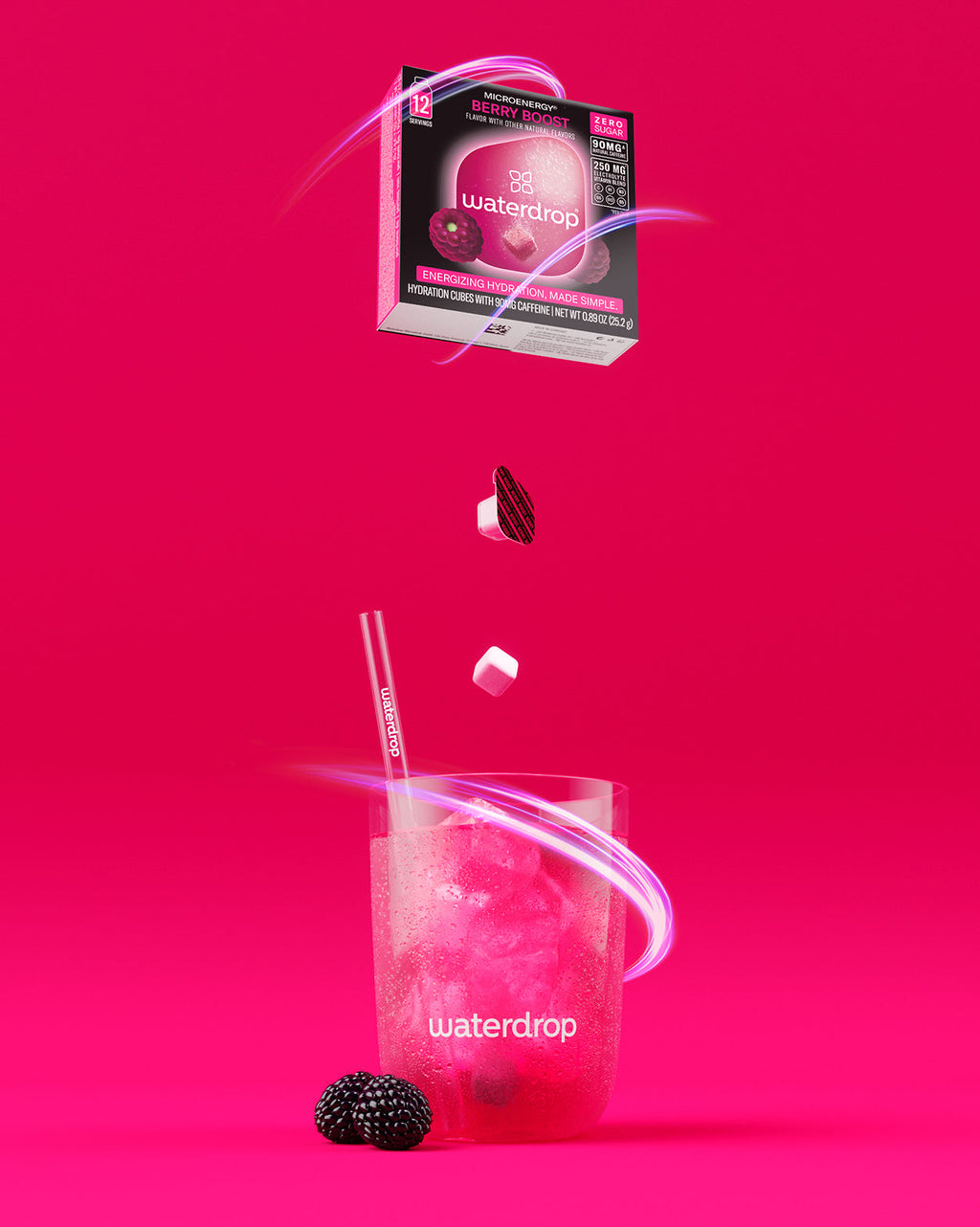 Turbo Workout Hydration Set with Berry Boost cubes and branded glass.